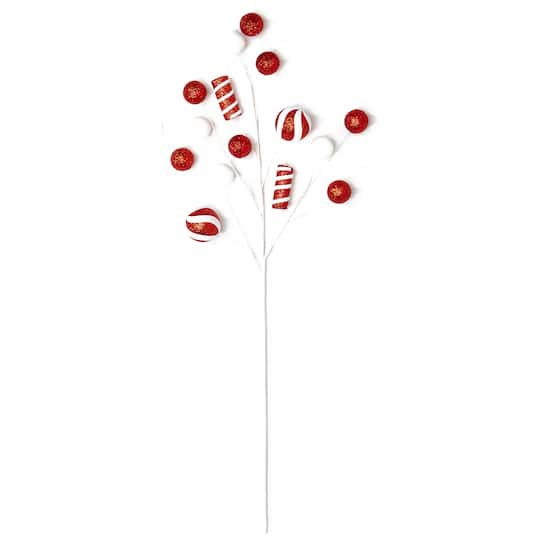 27" Christmas Glittered Ball & Candy Christmas Picks